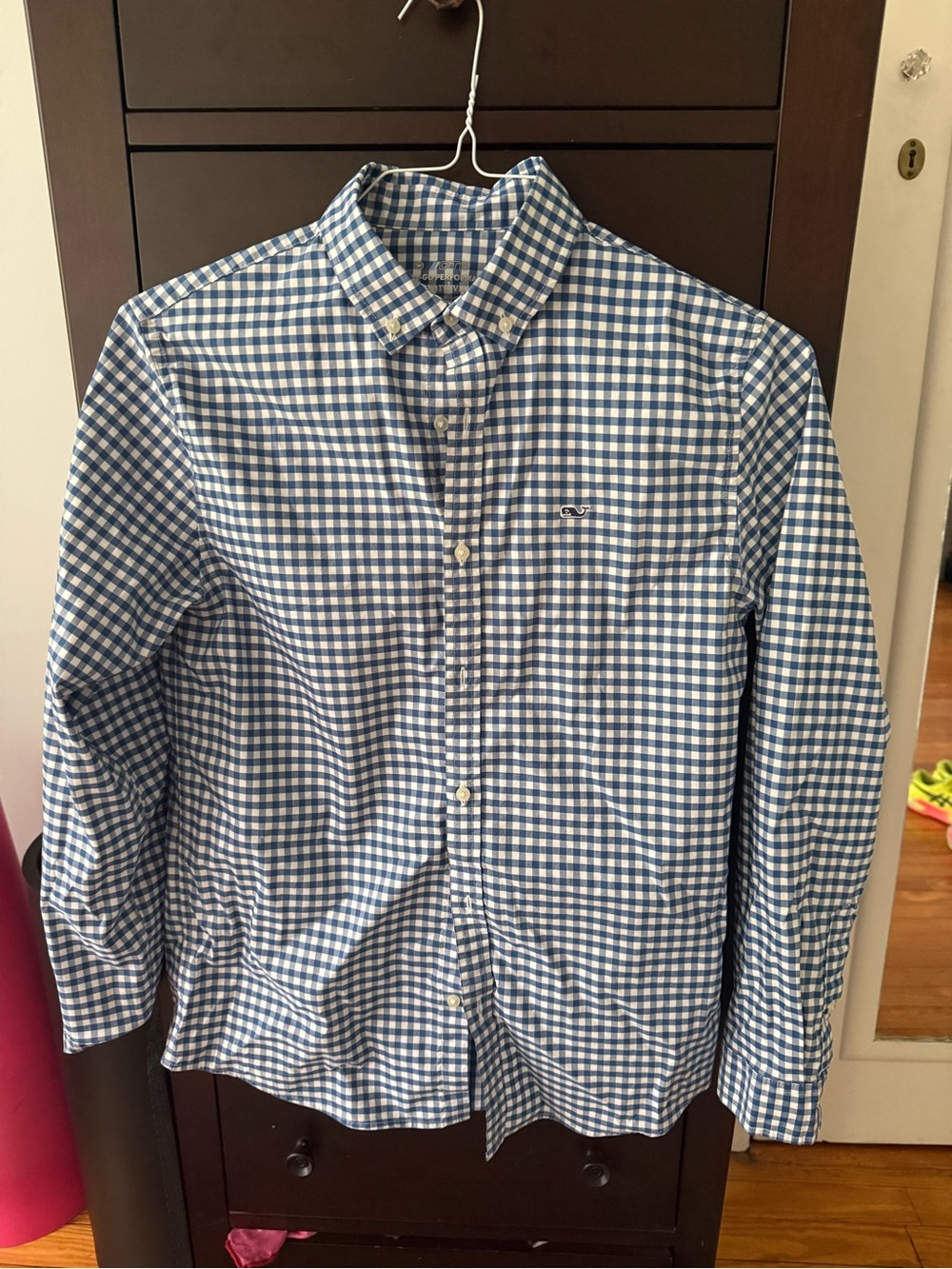 Vineyard Vines Boys XL (18) Blue Gingham Button-Down Shirt